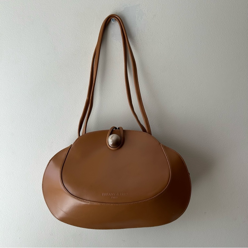 Tiffany and Fred Paris Leather Handbag Purse Brown Tan - Picture 2 of 16